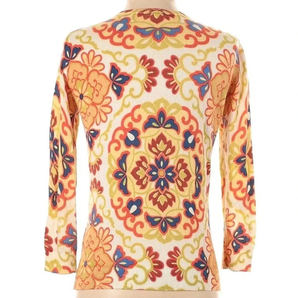 J. Crew Floral Mandala Print Button Down Cotton Cardigan Sweater Size Small S - Picture 2 of 3